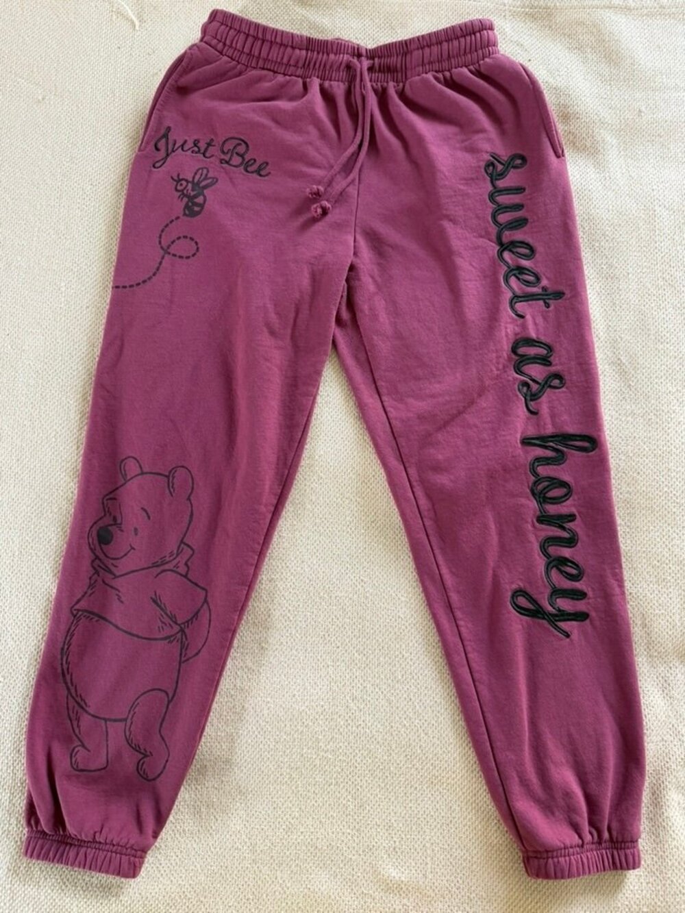 Disney Winnie the Pooh Sweatpants Size M Mauve Freeze Joggers